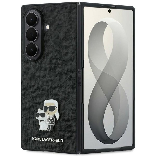 KARL LAGERFELD Handyhülle Galaxy Z Fold 8 Ultra Case Kunstleder Saffiano Schwarz 8 Zoll, Kantenschutz