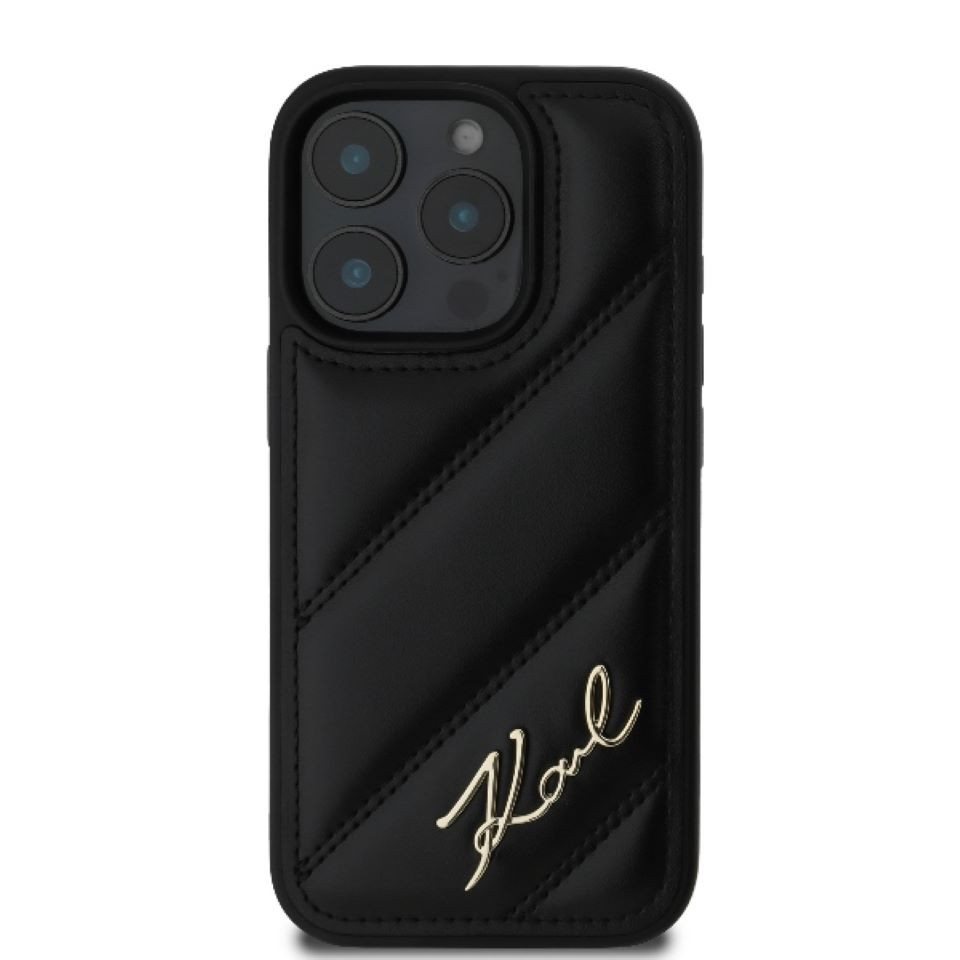 KARL LAGERFELD Handyhülle iPhone 16 Pro Max Kunstleder schwarz Logo Metall 6,9 Zoll, Kantenschutz – Bild 3 von 5