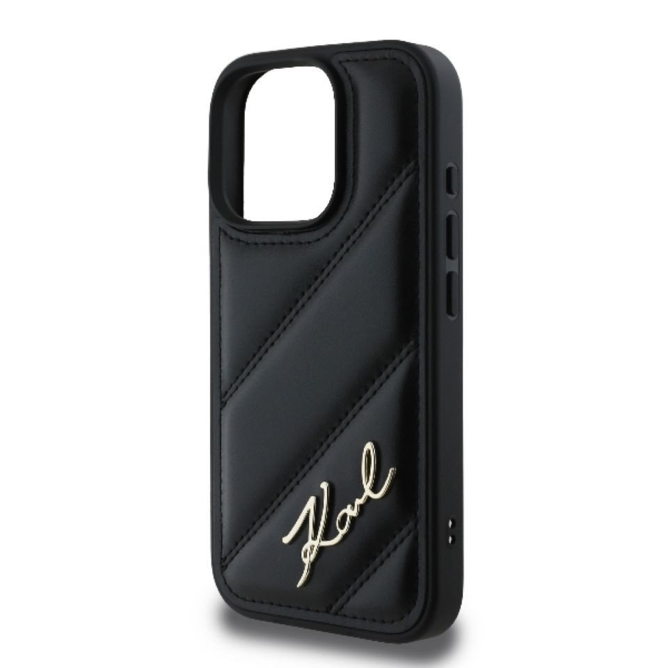 KARL LAGERFELD Handyhülle iPhone 16 Pro Max Kunstleder schwarz Logo Metall 6,9 Zoll, Kantenschutz – Bild 5 von 5