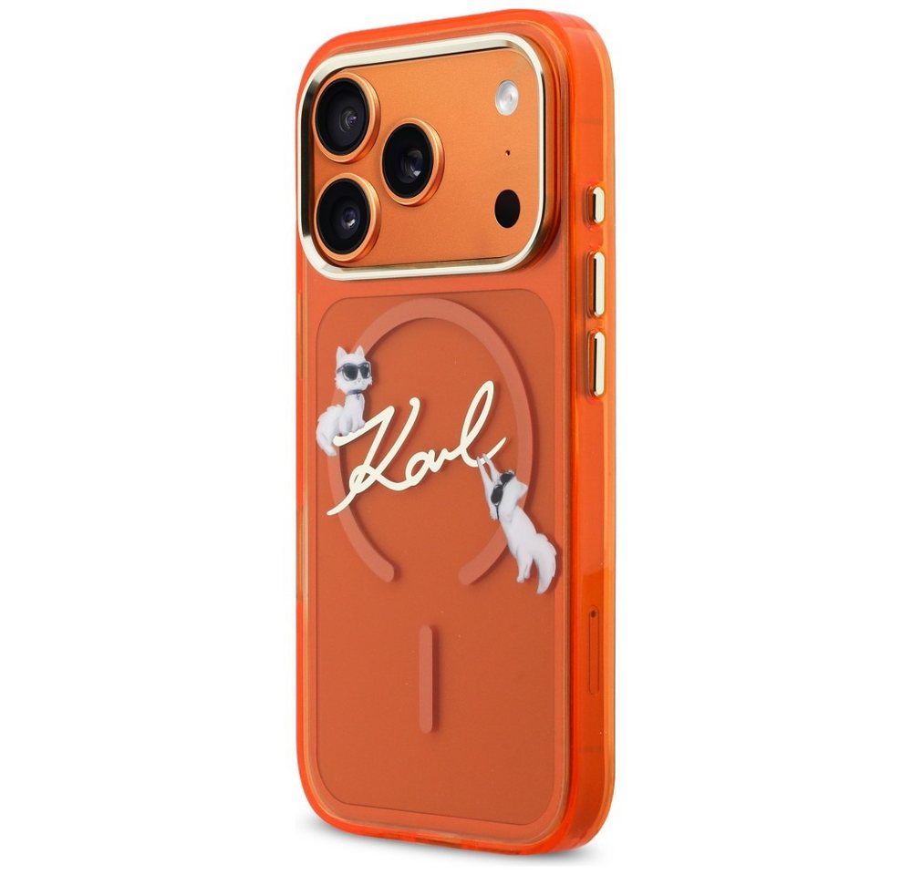 KARL LAGERFELD Handyhülle iPhone 17 Pro MagSafe Schutzhülle Case orange 6,3 Zoll, Kantenschutz – Bild 2 von 5
