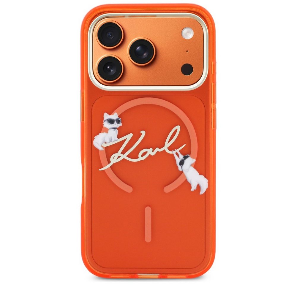 KARL LAGERFELD Handyhülle iPhone 17 Pro MagSafe Schutzhülle Case orange 6,3 Zoll, Kantenschutz – Bild 3 von 5