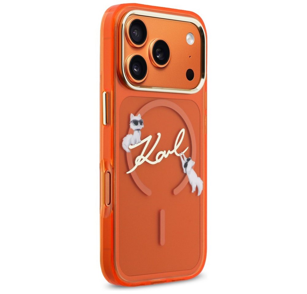 KARL LAGERFELD Handyhülle iPhone 17 Pro MagSafe Schutzhülle Case orange 6,3 Zoll, Kantenschutz – Bild 4 von 5