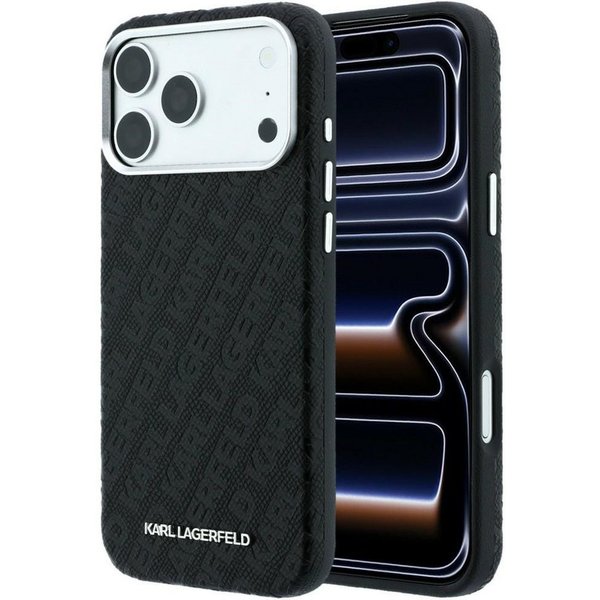 KARL LAGERFELD Handyhülle iPhone 18 Pro Max Kunstleder schwarz MagSafe Logo geprägt 6,9 Zoll, Kantenschutz