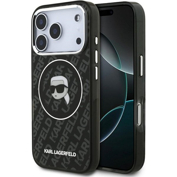KARL LAGERFELD Handyhülle MagSafe iPhone 17 Pro Kunststoff schwarz transparent Logo 6,3 Zoll, Kantenschutz