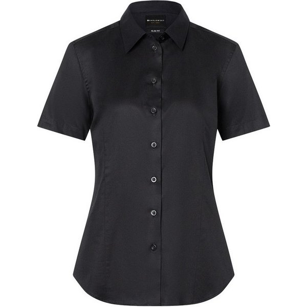 Karlowsky Fashion Kurzarmbluse KARLOWSKY Damen Bluse ACTIVE-STRETCH Kurzarm Slim-Fit Schwarz