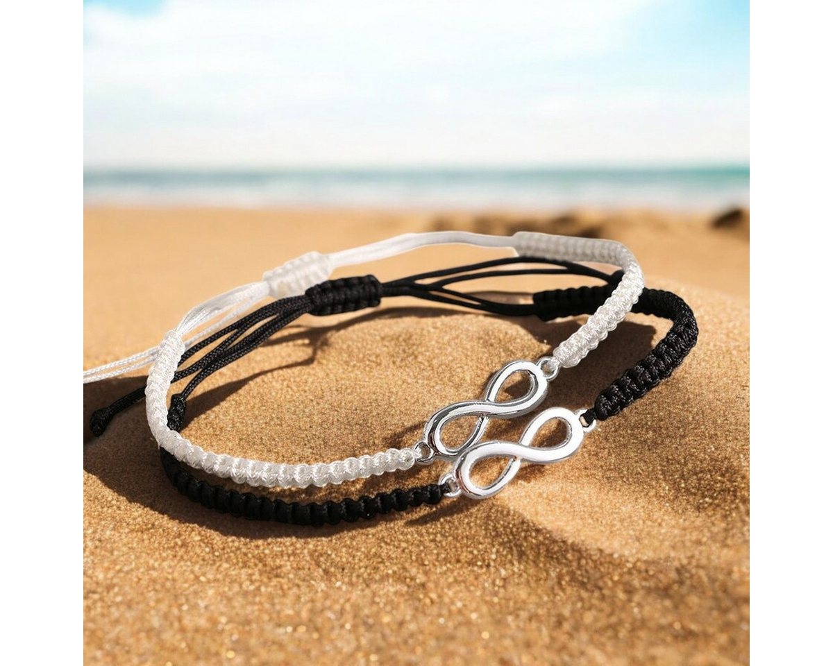 KARMA Armband Set Partnerarmbänder Infinity Freundschaftsarmband (Unendlichkeitszeichen Damen Herren, 2-tlg., Damenarmband Herrenarmband Armbandset), modern Uni – Bild 2 von 5
