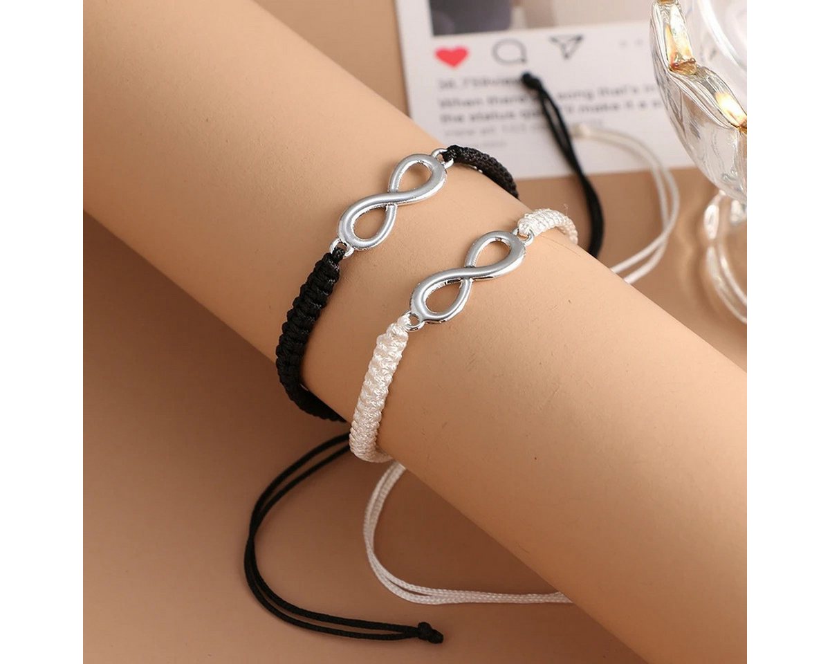 KARMA Armband Set Partnerarmbänder Infinity Freundschaftsarmband (Unendlichkeitszeichen Damen Herren, 2-tlg., Damenarmband Herrenarmband Armbandset), modern Uni – Bild 3 von 5