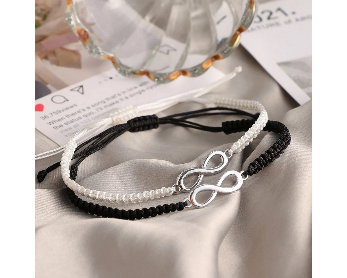 KARMA Armband Set Partnerarmbänder Infinity Freundschaftsarmband (Unendlichkeitszeichen Damen Herren, 2-tlg., Damenarmband Herrenarmband Armbandset), modern Uni – Bild 4 von 5