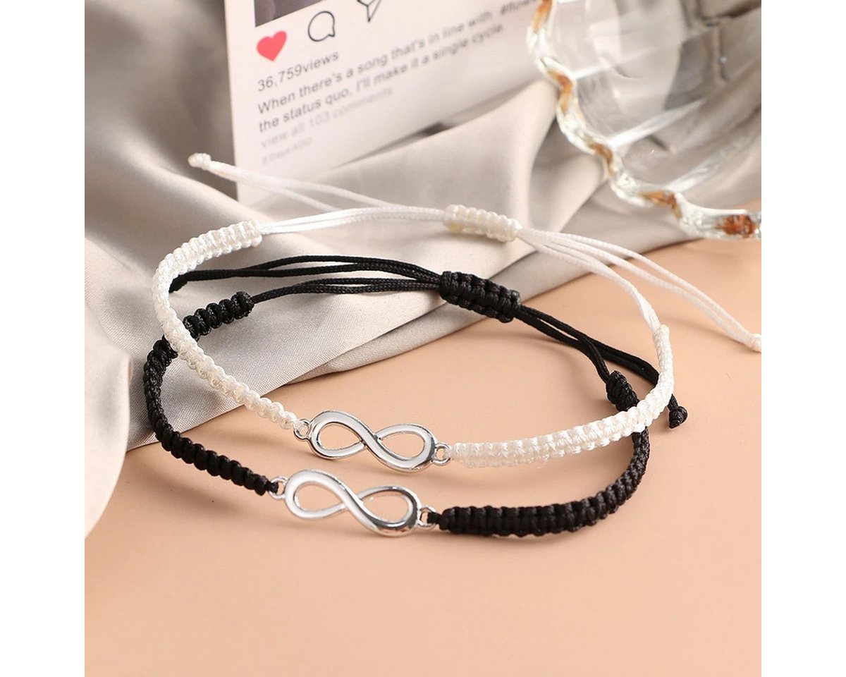 KARMA Armband Set Partnerarmbänder Infinity Freundschaftsarmband (Unendlichkeitszeichen Damen Herren, 2-tlg., Damenarmband Herrenarmband Armbandset), modern Uni – Bild 5 von 5