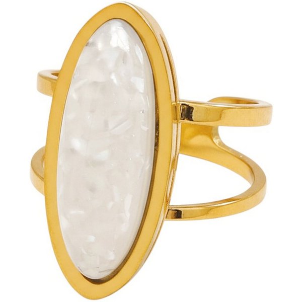 KARMA Fingerring Damenring Gold Stein Braun od. Weiß Ring Edelstahl vergoldet (wasserfest hypoallergen, Damen Geschenk Frauen), verstellbar modern Damenschmuck