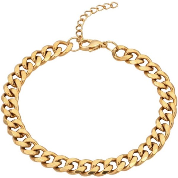 KARMA Fußkette Gold 21,5 cm Edelstahl wasserfest hypoallergen (PVD beschichtet, 1-tlg., Urlaub Strand Abendmode Accessoires Damen), modern Fußkettchen Fußschmuc