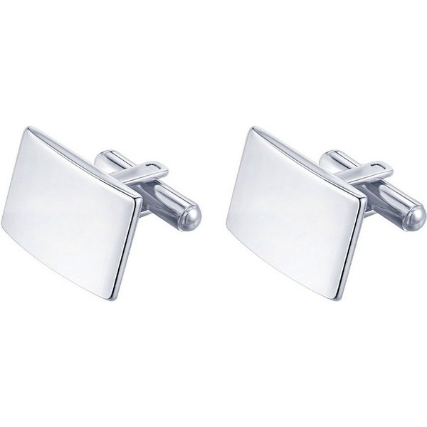 KARMA Manschettenknöpfe Set 2er Set Herren Edelstahl Silber od. Schwarz rechteckig (pflegeleicht, 1-Paar, klassisch modern rostfrei hypoallergen), elegant Busin