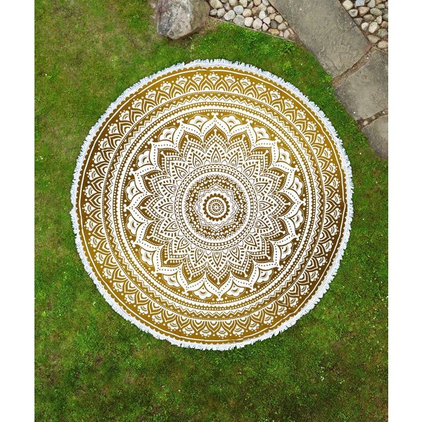 Picknickdecke Strandtuch Ombre Mandala boho Style Ø 185 cm, Karmandala, Weiches Strandtuch für unterwegs. Schön, praktisch, vielseitigq