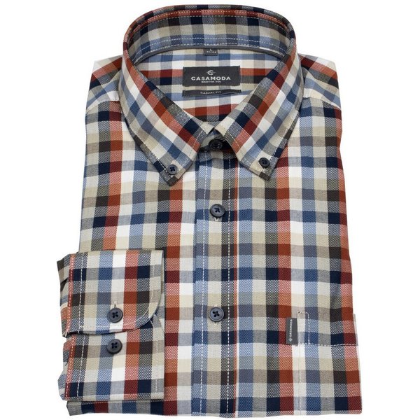 CASAMODA Karohemd Casamoda Comfort Fit extra langer Arm Button-Down-Kragen