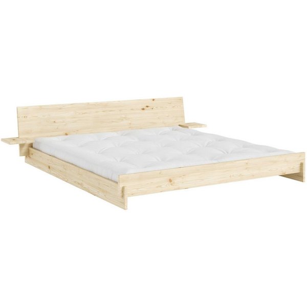 Karup Design Bettgestell Latch Bed mit Kopfteil, FSC®-zertifiziertes Massivholz, Made in Europe (in den Breiten 140cm, 160cm und 180cm), mit 2 Ablagen, inklusiv
