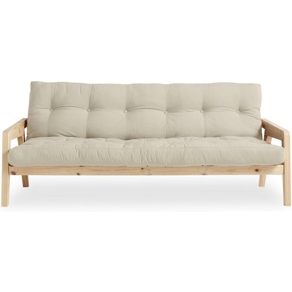 Karup Design Schlafsofa Grab, inkl. Futonmatratze - aus massivem Kieferholz, 130x190 cm, Mit Holzstruktur, inkl. Futonmatratze, Liegefläche 130x190 cm