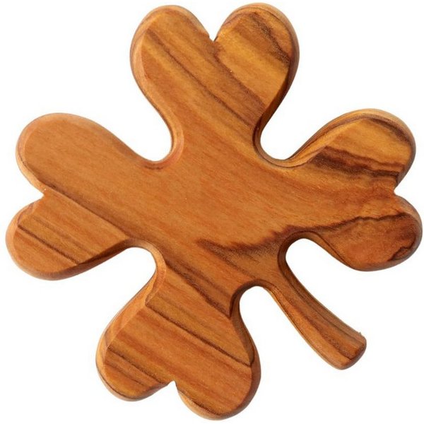 Kassis Geschenkartikel Dekoobjekt Kleeblatt aus Olivenholz Handschmeichler Antistress Glücksbringer, handgefertigt in Bethlehem, Geschenke zu mehreren Anlässen