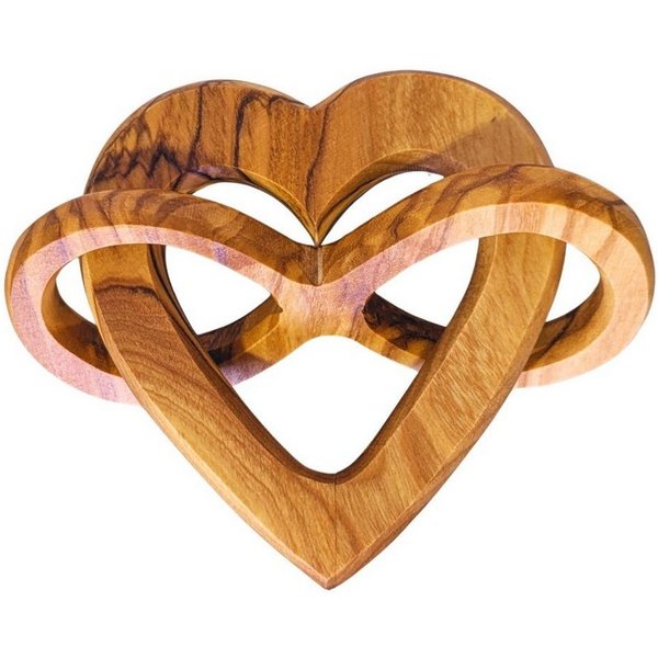 Kassis Geschenkartikel Dekoobjekt Olivenholz Herz mit Unendlichkeitssymbol 7,50 cm Geschenk, Hergestellt in Bethlehem, zu Verlobung Hochzeit Valentinstag Jubilä