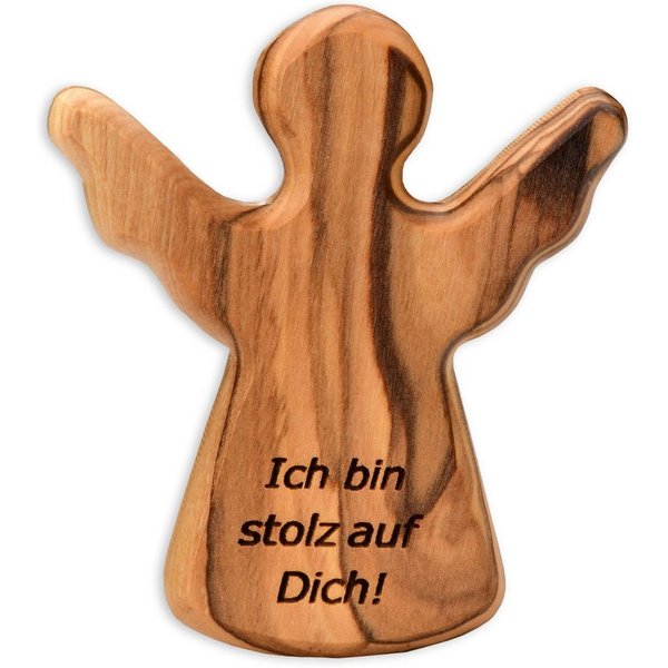 Kassis Geschenkartikel Engelfigur Schutzengel als Handschmeichler mit Spruch "Ich bin stolz auf dich", handgefertigt in Bethlehem, Geschenk zu mehreren Anlässen