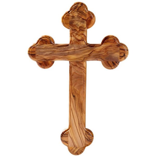 Kassis Geschenkartikel Wanddekoobjekt Olivenholz Kruzifix Wandkreuz mit runden Kanten Kreuz zum Aufhängen, Hergestellt in Bethlehem, Ideales Geschenk zu mehrere