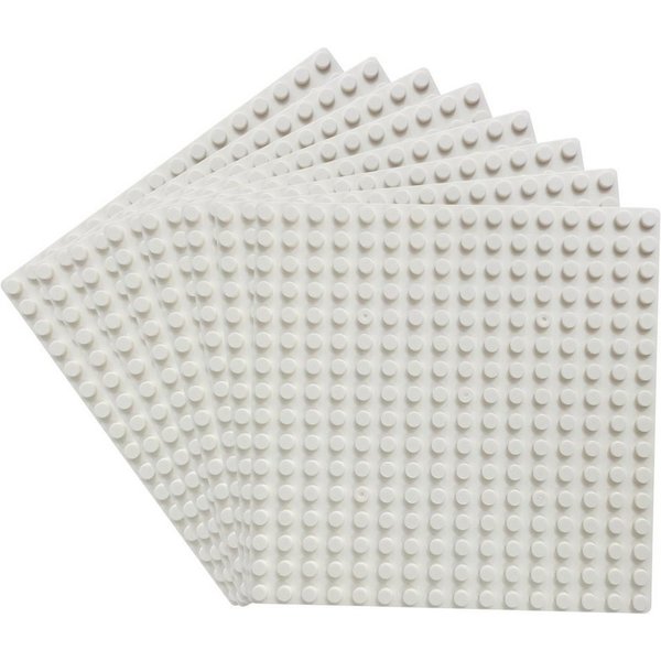 Katara 8er Grundbauplatten, 16x16 Noppen, 13 cm x 13 cm Konstruktionsspielsteine, (8er Set), weiß, 100% Kompatibel Sluban, Papimax, Q-Bricks, LEGO®