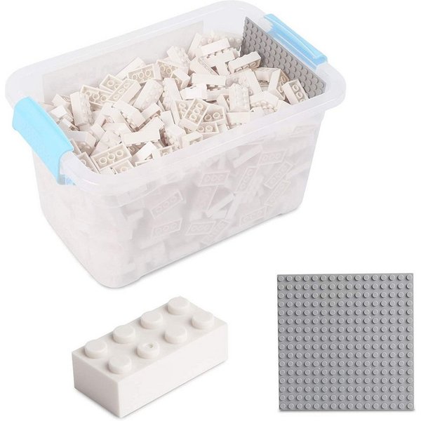 Katara Bausteine Box-Set mit 520 Steinen + Platte + Box Konstruktionsspielsteine, (3er Set), Weiß, 100% Kompatibel Sluban, Papimax, Q-Bricks, LEGO®