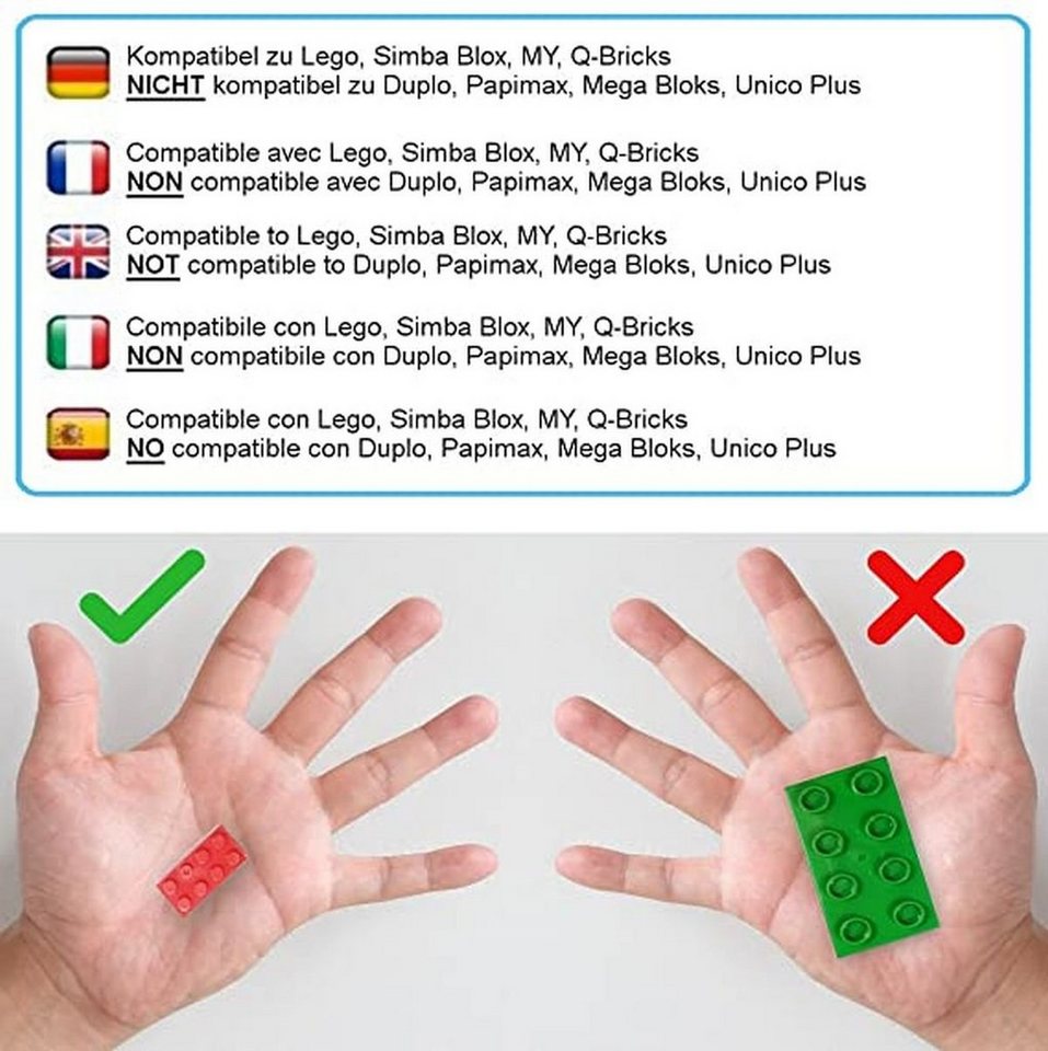 Katara Bausteine Box-Set mit 520 Steinen + Platte + Box Konstruktionsspielsteine, (3er Set), Bunt, 100% Kompatibel Sluban, Papimax, Q-Bricks, LEGO® – Bild 2 von 5