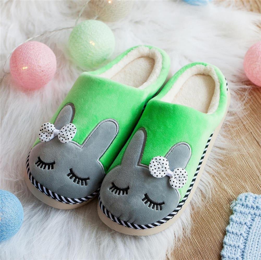 Katara Tier Pantoffeln Gr. 34-41 (Einhorn, Katze, Hase) Plüsch Hausschuhe Hausschuhe, weich, warm, süß, kuschelig, Plüsch Kaninchen (Grün) – Bild 2 von 5