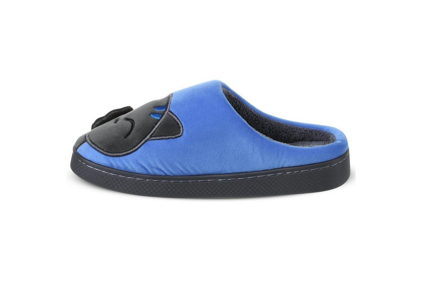 Katara Tier Pantoffeln Gr. 34-41 (Einhorn, Katze, Hase) Plüsch Hausschuhe Hausschuhe, weich, warm, süß, kuschelig, Plüsch Katze (Schwarz-Blau) – Bild 5 von 5