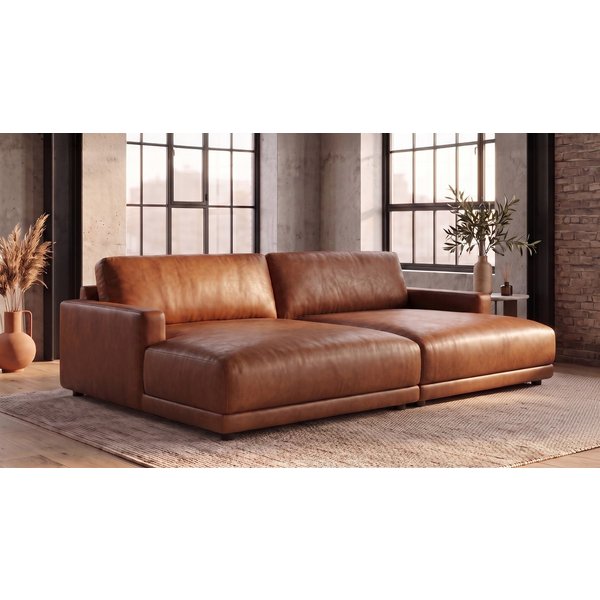 KAWOLA Big-Sofa MARLIN Bigsofa aus Lederfaserstoff, cognac, Big Sofa Lederfaserstoff cognac