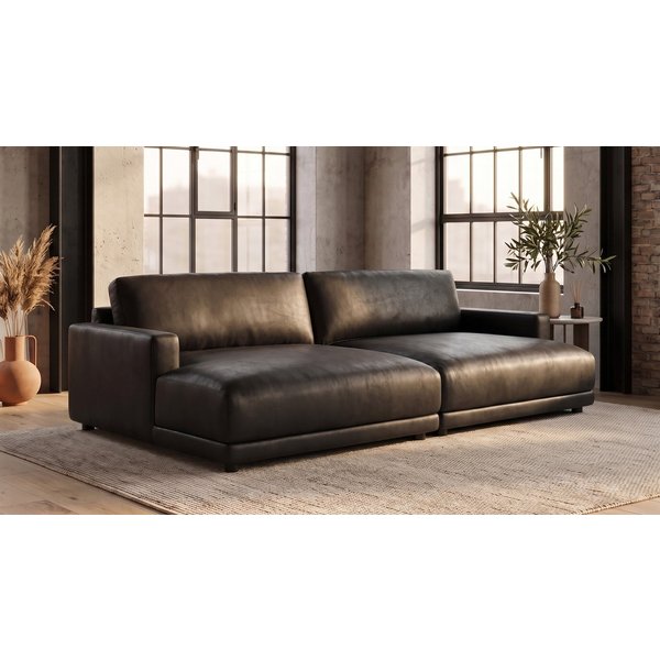 KAWOLA Big-Sofa MARLIN Bigsofa aus Lederfaserstoff, schwarz, Big Sofa Lederfaserstoff schwarz