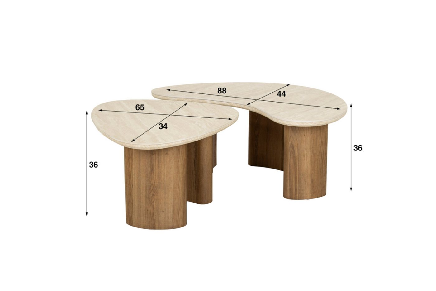 KAWOLA Couchtisch PRETO (Set, 2-St), Keramik weiß – Bild 5 von 5