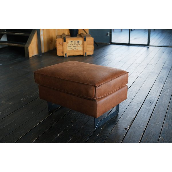 KAWOLA Hocker VILNIUS, Polsterhocker Kunstleder mit Lederanteil cognac