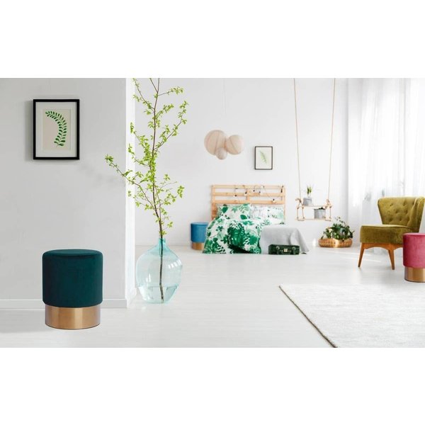 Kayoom Hocker Nano 110, Hocker in stilvollem Design, runde Form, mit Fuß aus Metall (1 St), Golz Akzente, mit pflegeleichtem Stoffbezug, runde Form