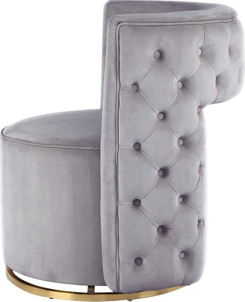 Kayoom Sessel Drehsessel Beverly 125, drehbar, Gestell aus Eisen,samtige Oberfläch (1-St), rund, glamourös, gesteppter Rücken, abgerundete,Drehsessel – Bild 5 von 5