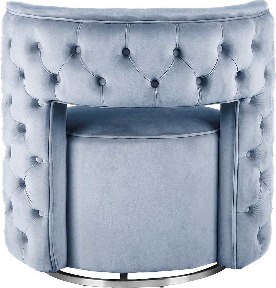 Kayoom Sessel Drehsessel Beverly 125, drehbar, Gestell aus Eisen,samtige Oberfläch (1-St), rund, glamourös, gesteppter Rücken, abgerundete,Drehsessel – Bild 4 von 5
