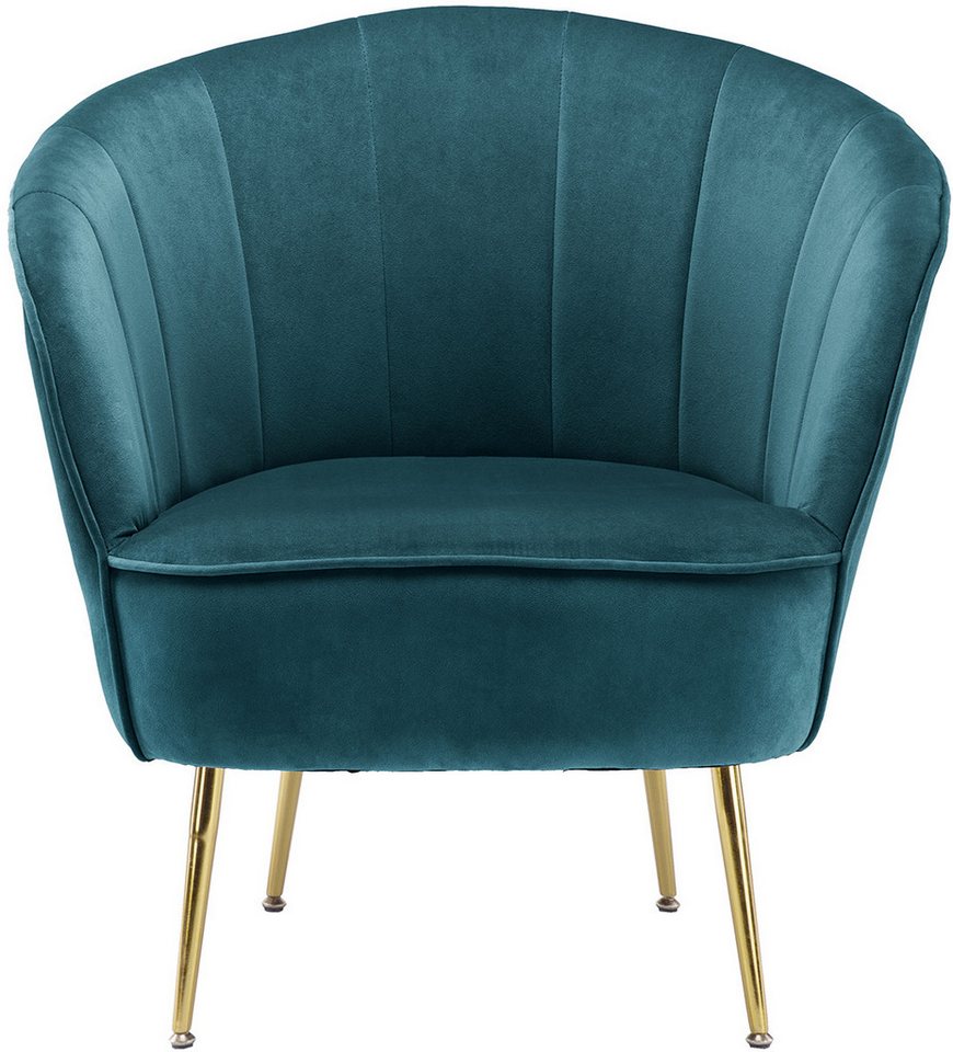 Kayoom Sessel Loulan 125, gemütlicher Cocktail-Sessel, edler Samtbezug (1-St), Cocktail-Sessel, Rückenlehne mit Ziernaht, Metallbeine in Gold – Bild 2 von 5
