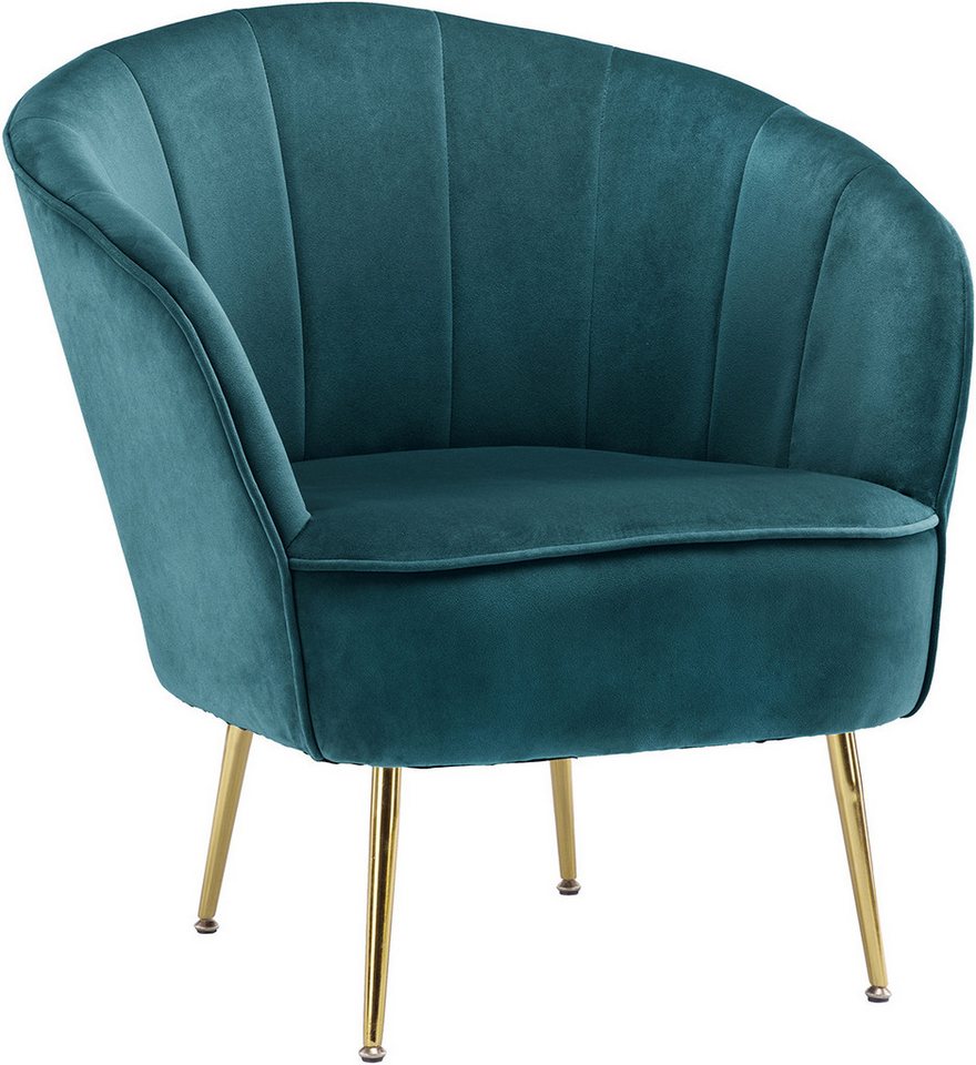 Kayoom Sessel Loulan 125, gemütlicher Cocktail-Sessel, edler Samtbezug (1-St), Cocktail-Sessel, Rückenlehne mit Ziernaht, Metallbeine in Gold – Bild 3 von 5