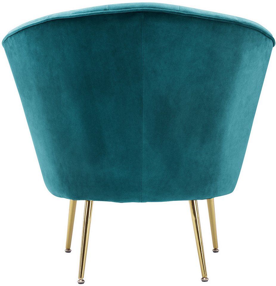 Kayoom Sessel Loulan 125, gemütlicher Cocktail-Sessel, edler Samtbezug (1-St), Cocktail-Sessel, Rückenlehne mit Ziernaht, Metallbeine in Gold – Bild 4 von 5