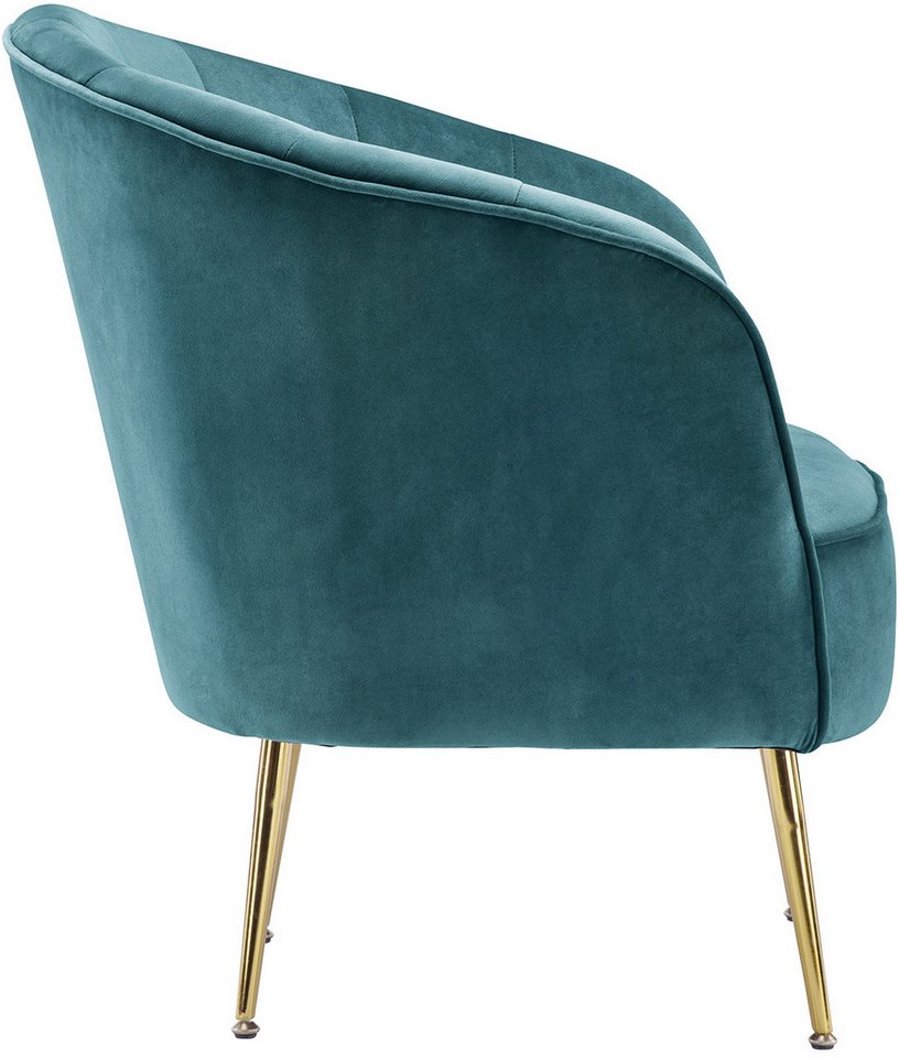 Kayoom Sessel Loulan 125, gemütlicher Cocktail-Sessel, edler Samtbezug (1-St), Cocktail-Sessel, Rückenlehne mit Ziernaht, Metallbeine in Gold – Bild 5 von 5