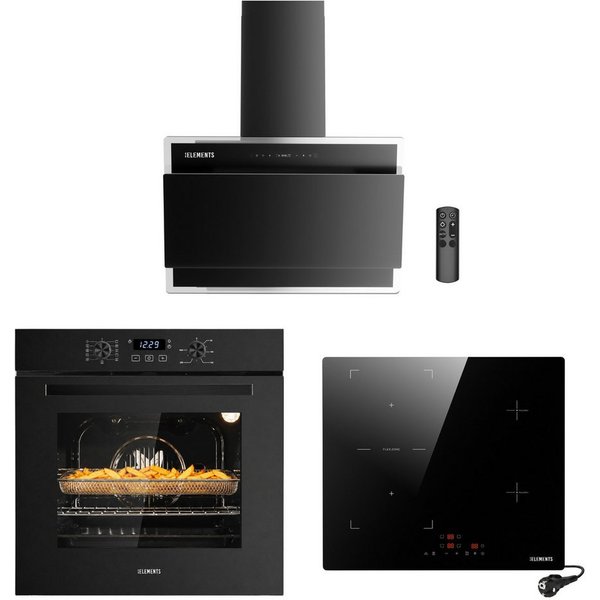 KB Elements Backofen-Set Einbaubackofen 60 cm mit 4-Zonen Induktionskochfeld 60cm, AQUA CLEAN, Herdset mit Air Fry, Flexzone und einfacher Installation