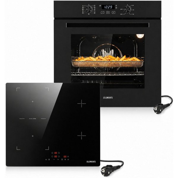 KB Elements Backofen-Set Einbaubackofen 60 cm mit 4-Zonen Induktionskochfeld 60cm, AQUA CLEAN, Herdset mit Air Fry, Flexzone und einfacher Installation