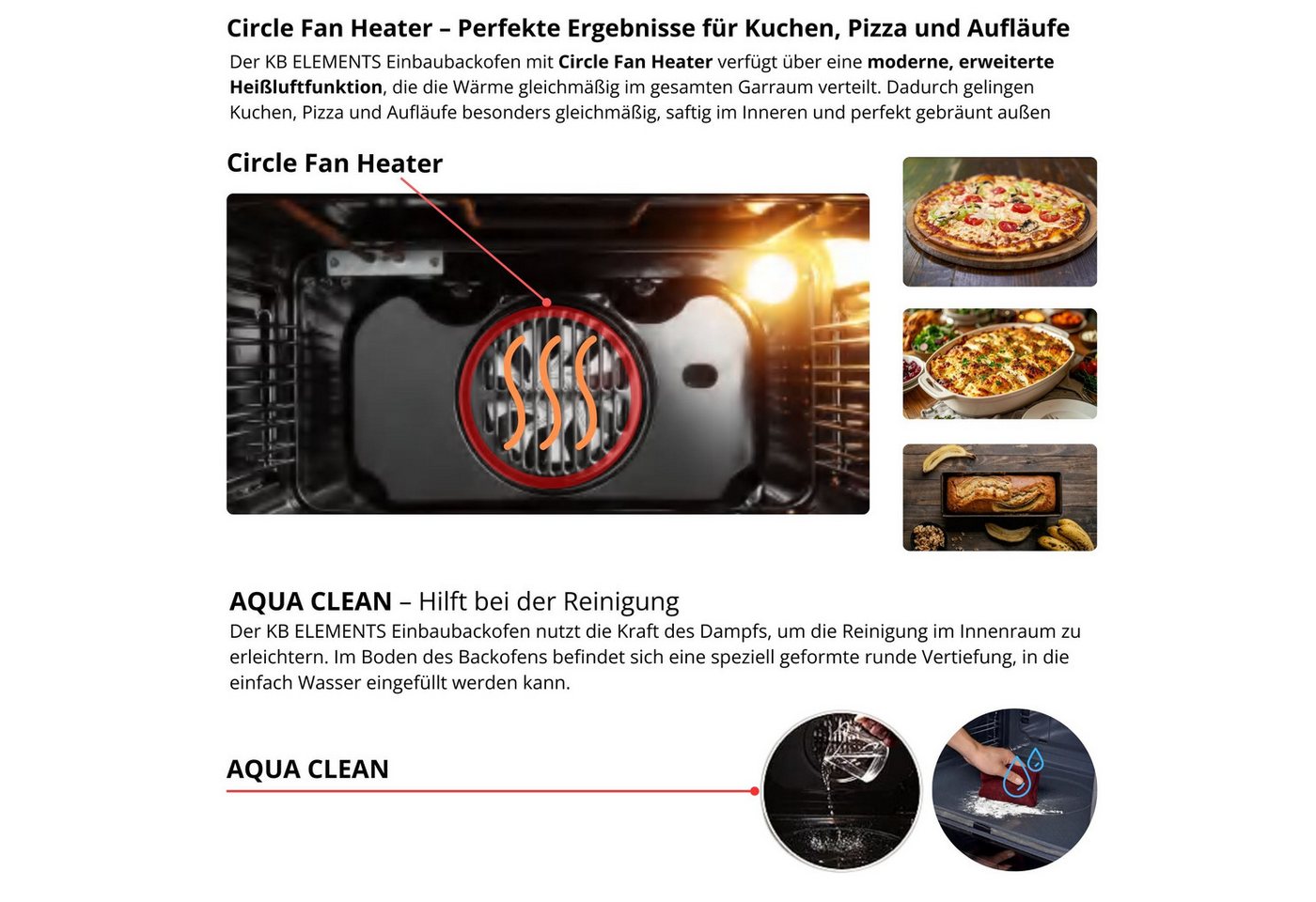 KB Elements Einbaubackofen 15 x Funktionen, Airfryer Funktion, Full Touch Display, AQUA CLEAN, mit 2-fach-Teleskopauszug, Air Fry, AQUA CLEAN,Full Touch,EEK A+ – Bild 5 von 5