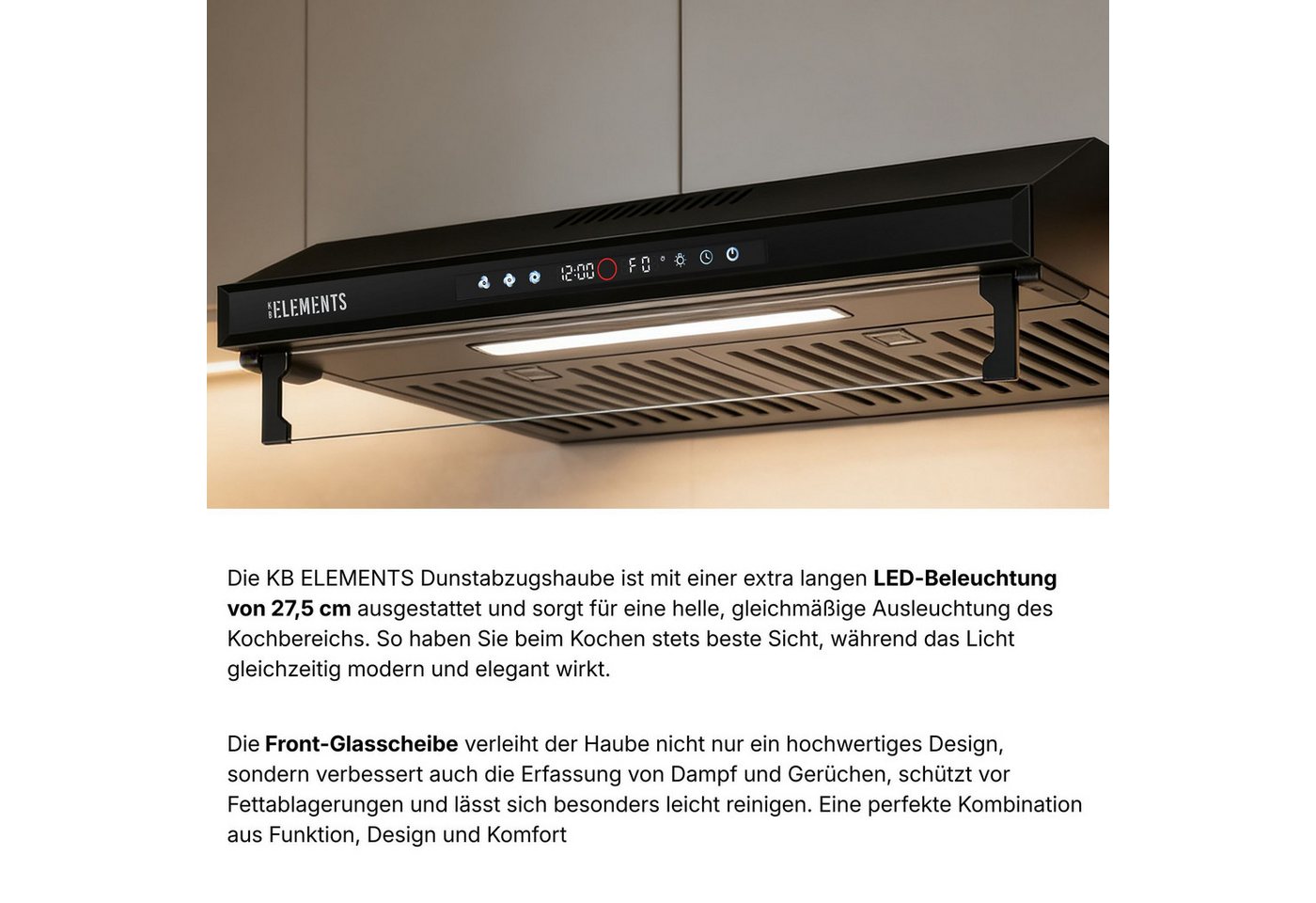 KB Elements Unterbauhaube Doppelter motor 2 x 80 Watt, 650 m³/h Absaugleistung Doppelter motor, Touch / Gestensteuerung – Bild 4 von 5