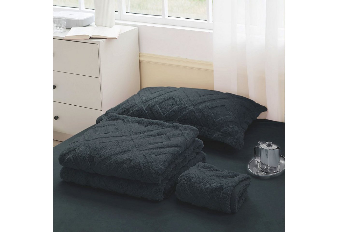 KEAYOO Bettwäsche TF, Polyester, 2 teilig, Flauschig warmes Teddy Plüsch warm für Winter – Bild 2 von 5