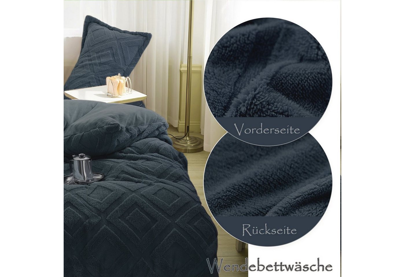 KEAYOO Bettwäsche TF, Polyester, 2 teilig, Flauschig warmes Teddy Plüsch warm für Winter – Bild 3 von 5