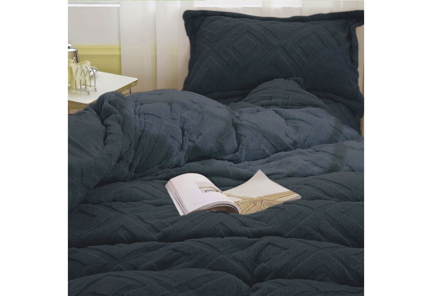 KEAYOO Bettwäsche TF, Polyester, 2 teilig, Flauschig warmes Teddy Plüsch warm für Winter – Bild 5 von 5