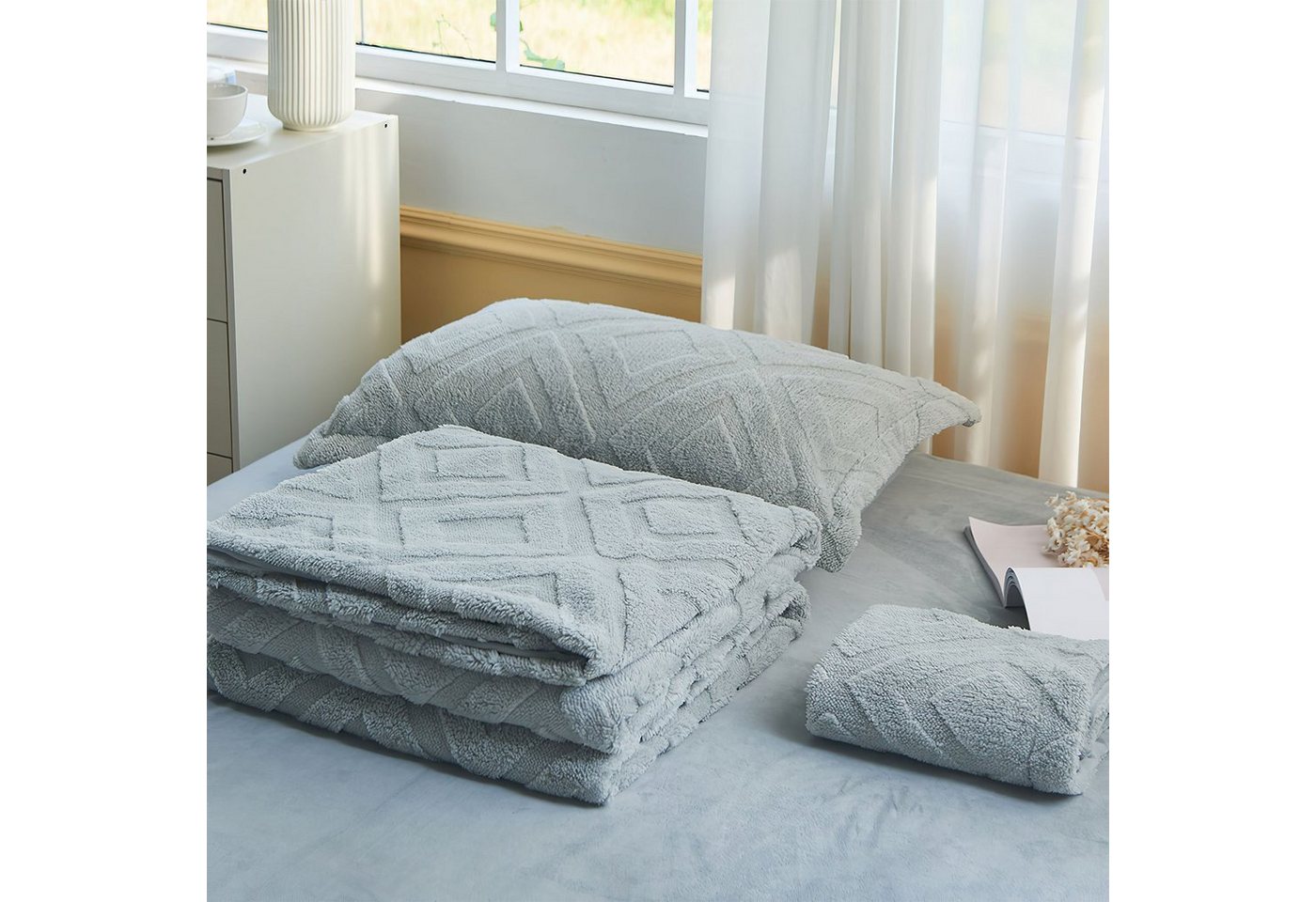 KEAYOO Bettwäsche TF, Polyester, 2 teilig, Flauschig warmes Teddy Plüsch warm für Winter – Bild 4 von 4