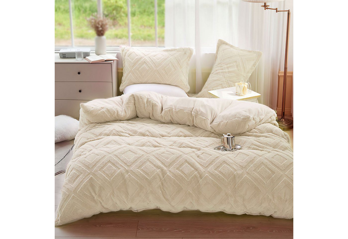 KEAYOO Bettwäsche TF, Polyester, 2 teilig, Flauschig warmes Teddy Plüsch warm für Winter – Bild 2 von 5