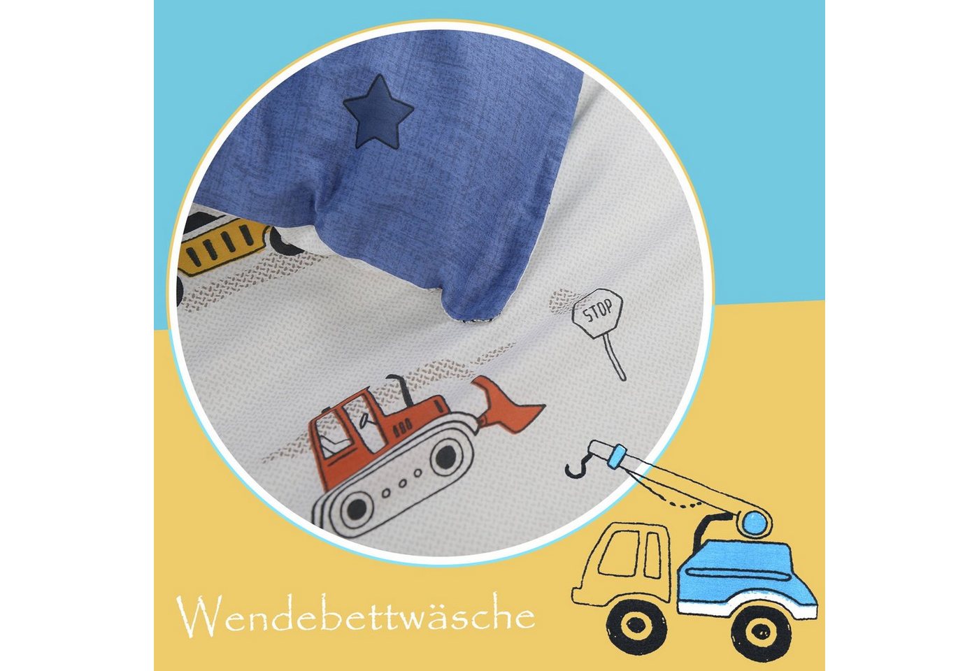 KEAYOO Kinderbettwäsche WPKL, Süß Dinosaurier Muster Kinderbettwäsche mit Süß Muster Baumwolle – Bild 4 von 5
